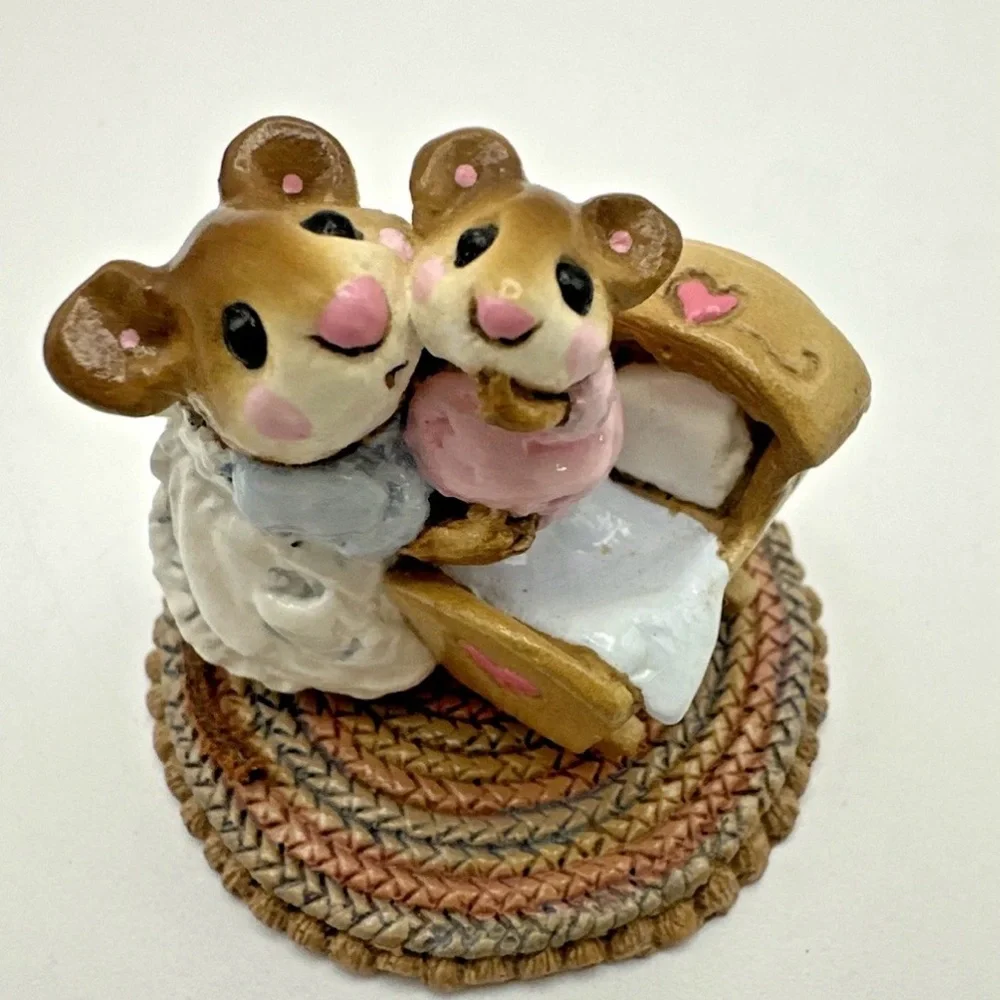 Wee Forest Folk BEDDY-BYE MOUSEY w/Box M-069 Pink Baby 1982 Annette Petersen WFF
